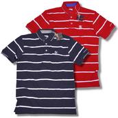 View Item Lambretta Mod 3 Button Tipped S/S Pique Striped Polo Shirt